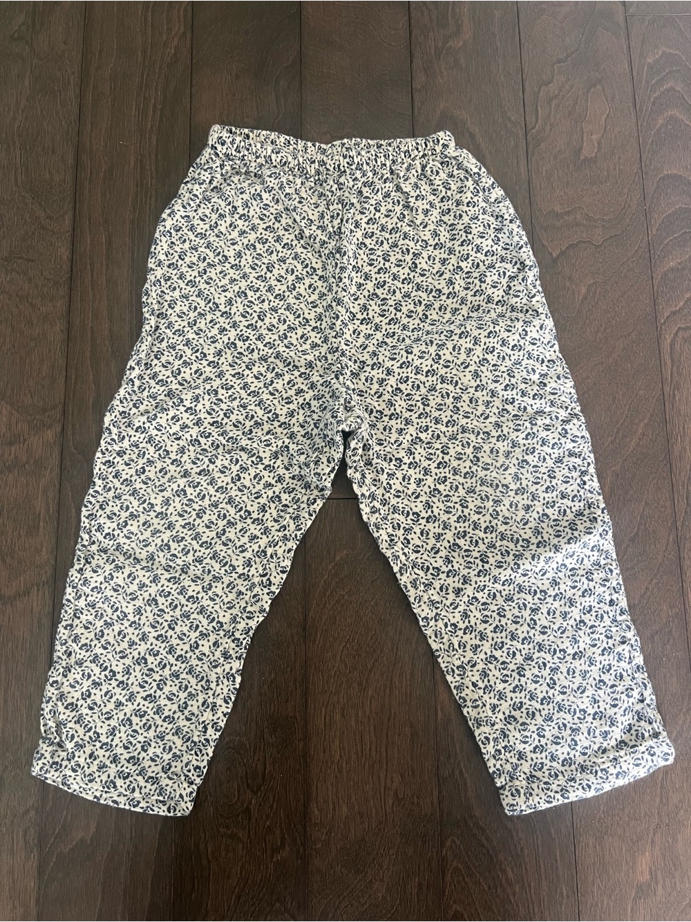 Petit Bateau White and Navy Floral Print Kids Pants